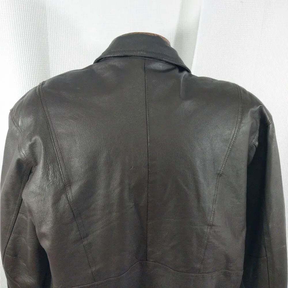 CITTA 2000 BY EUROCRAFT! RICH ESPRESSO BROWN GENUINE LEATHER JACKET, COAT! SZ L